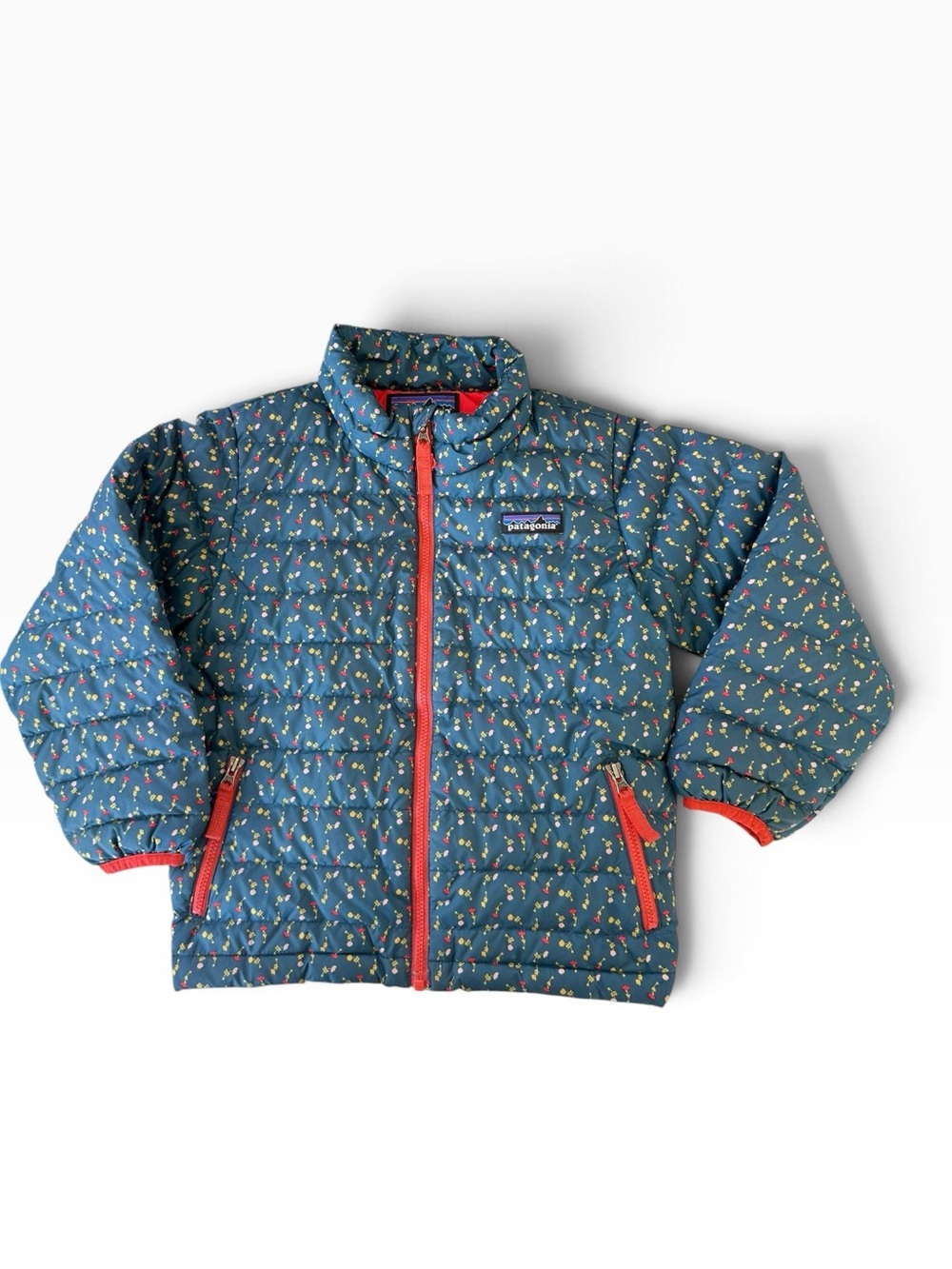 Patagonia • Toddler Down Sweater Jacket Floral Blue Red 4T